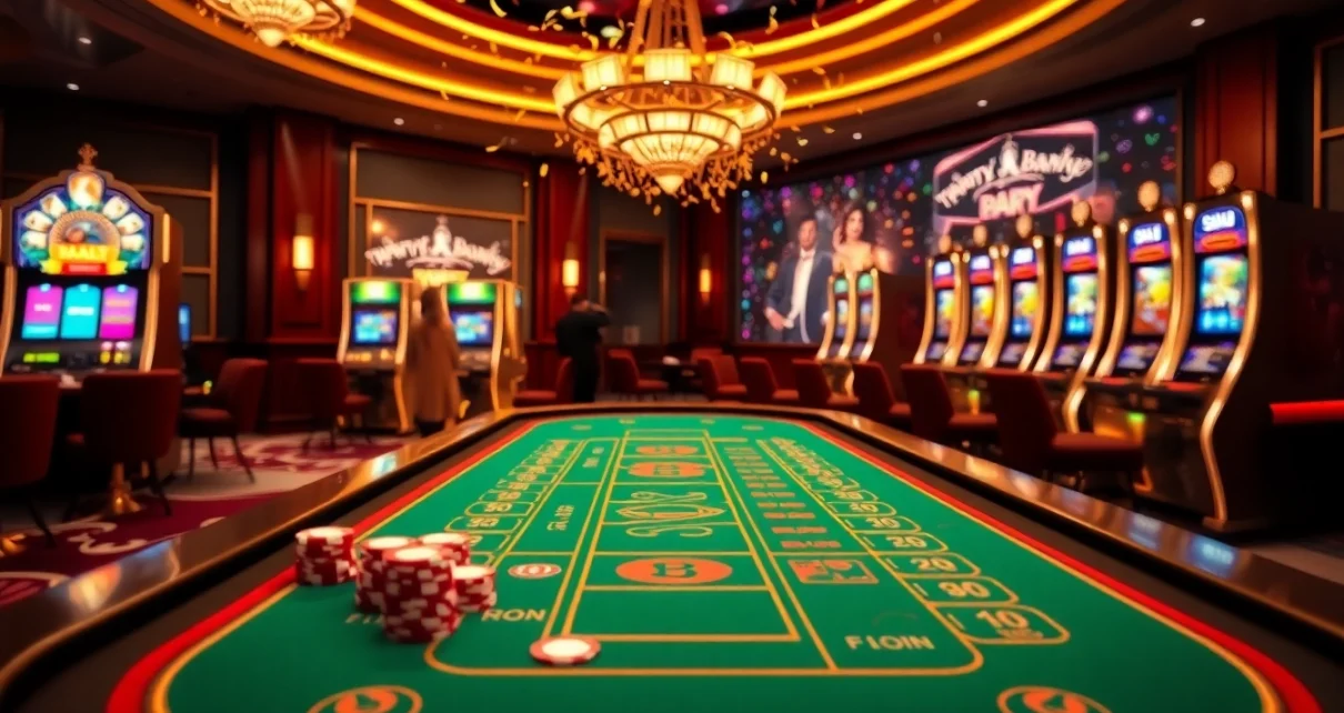 Exciting gambling action showcasing trang chu 789win with elegant casino tables and vibrant slot machines.