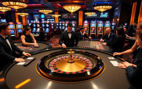 MM88 players enjoy an exciting game at a high-stakes casino table with colorful chips and cards.