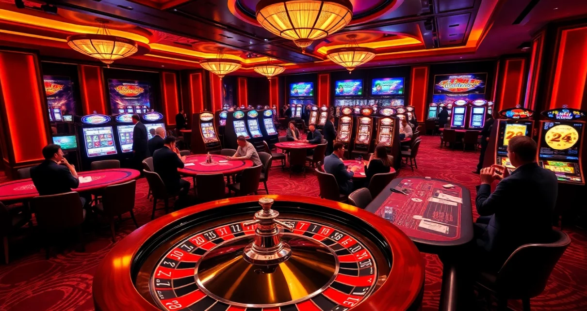 Engaging casino players at the lively tables at https://kkwin.co.com/ showcasing exciting gambling activities.