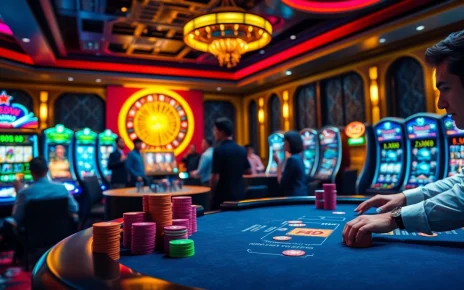 Experience the thrill of f8beta2 casino gaming with players at a poker table surrounded by excitement.