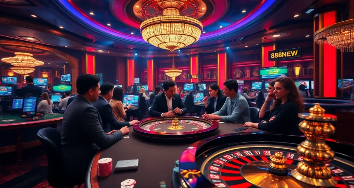 Experience high-stakes gaming at 888NEW with vibrant casino visuals and action.