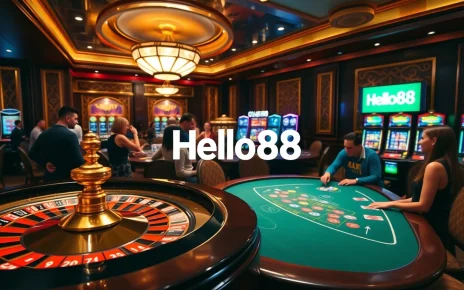 Experience thrilling gameplay at Hello88, featuring a luxurious casino scene.