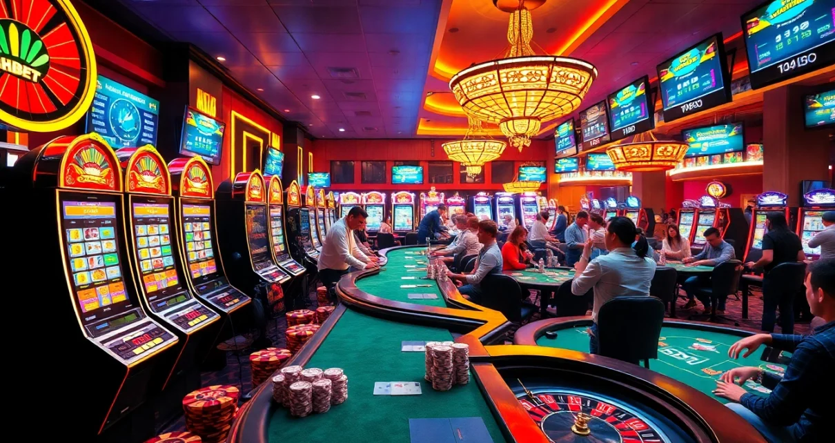 Experience the excitement at https://shbetb0.com/ with players enjoying vibrant games at a luxurious casino setting.