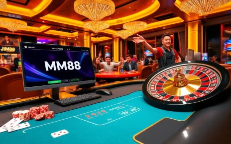 Excited players enjoying MM88's online casino experience with vibrant gaming visuals.