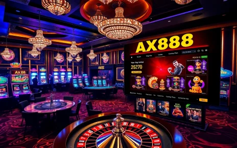 Players enjoying games at the AX88 casino, showcasing vibrant tables and slot machines.