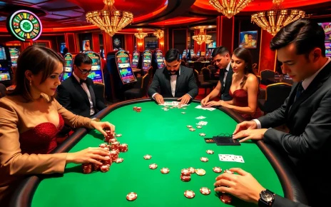 Gamblers placing bets at a luxurious casino table representing SV388's vibrant gaming atmosphere.
