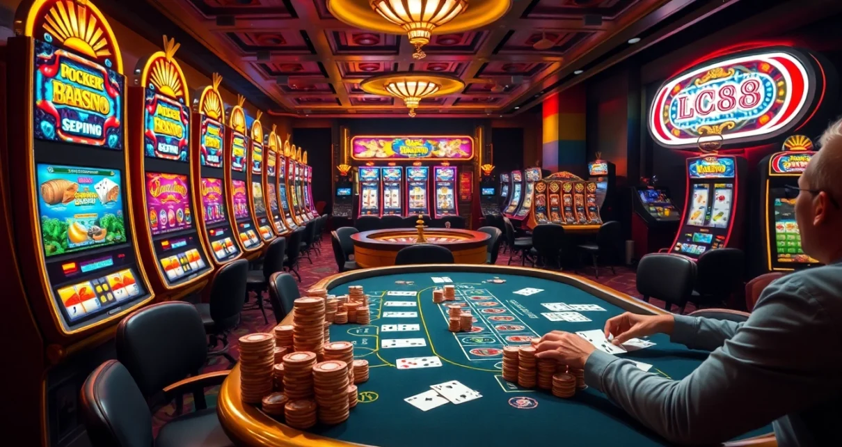 Experience the thrill of lc88 with lively slot machines and an engaging poker table atmosphere.