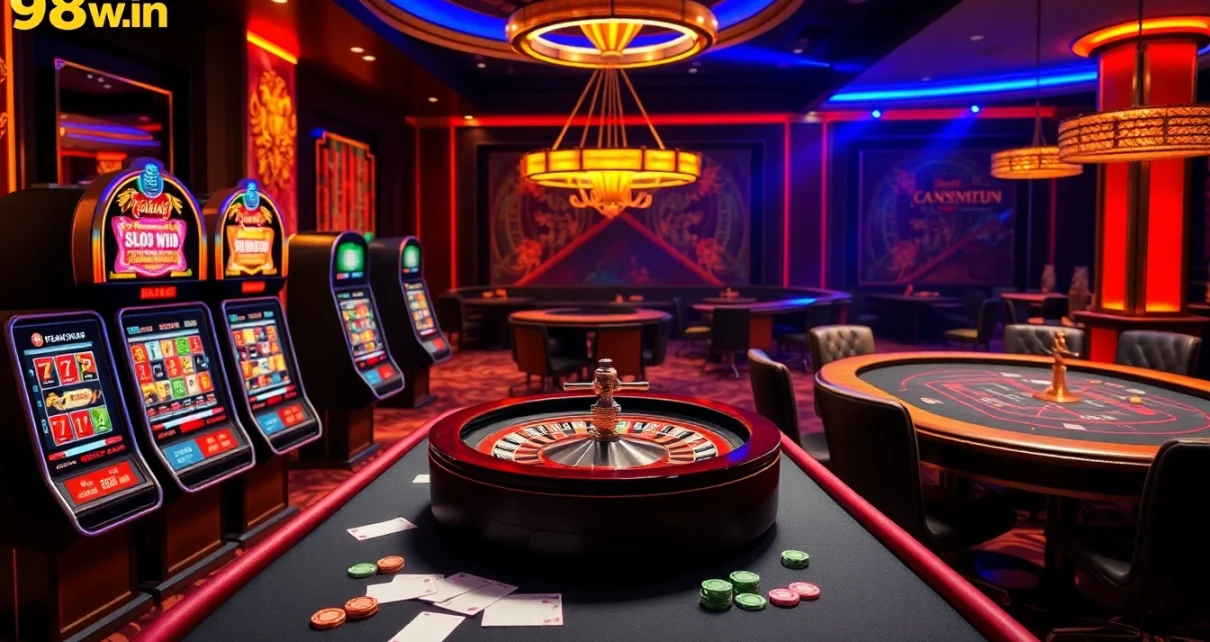 Experience high-stakes action at trang chu 98win with vibrant casino visuals.