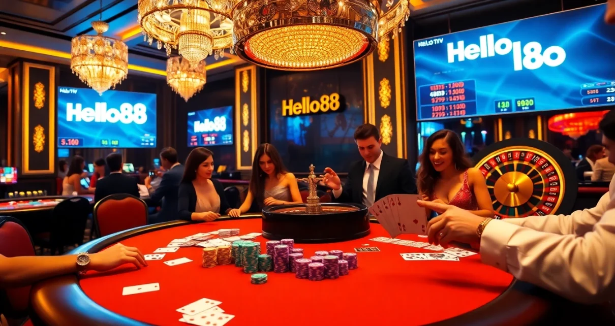 Hello88 offers an exciting and vibrant casino experience with poker games and betting tables.