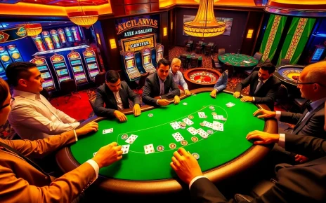 KJC members enjoying a high-stakes poker game in a luxurious casino atmosphere