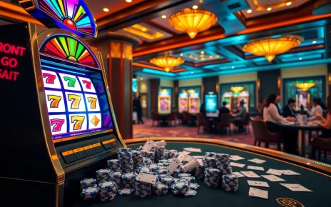 Exciting scene of players engaging with a 슬롯사이트 environment featuring vibrant slot machines and casino decor.