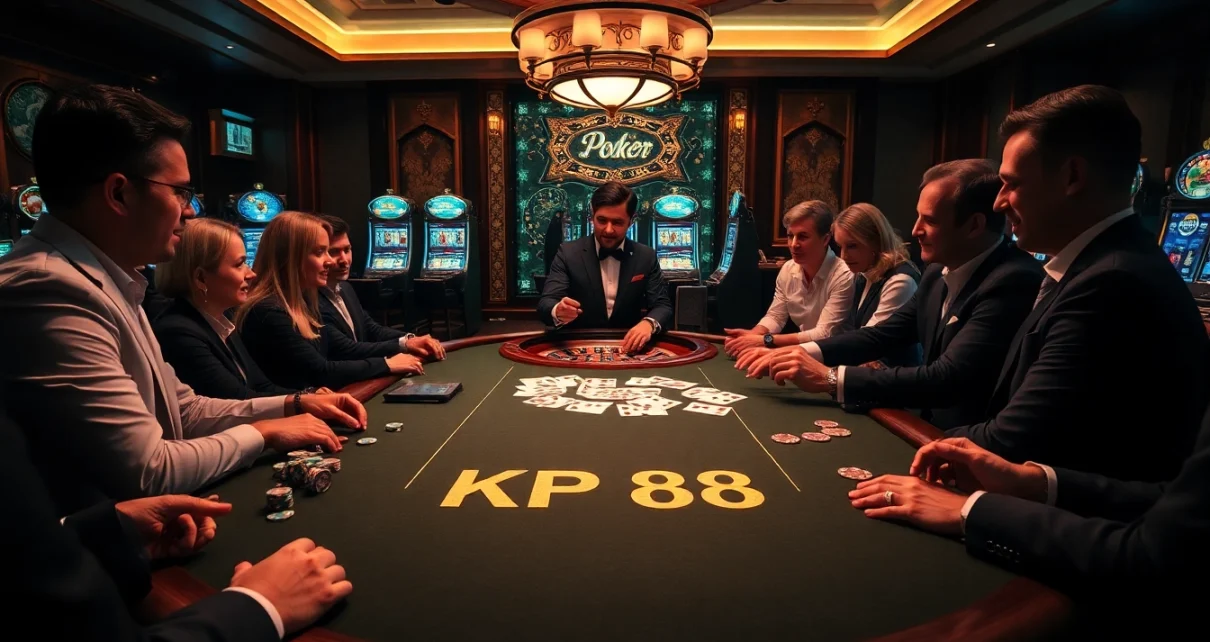 Players engage in poker at KP 88 casino, highlighting the excitement of high-stakes betting.