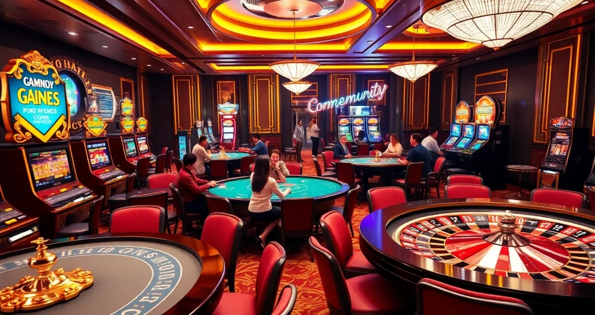 KJC gaming players enjoying an exciting experience at luxurious casino tables filled with vibrant games.