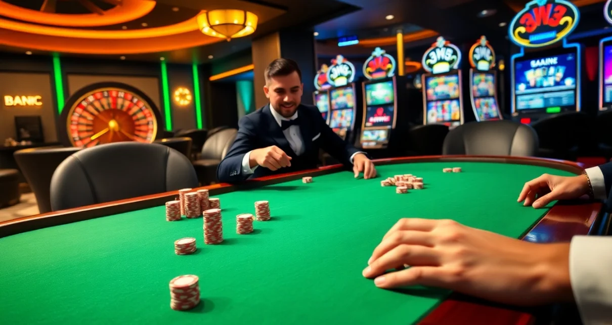 Experience the thrill of gaming at 33win with elegant poker action and vibrant casino ambiance.
