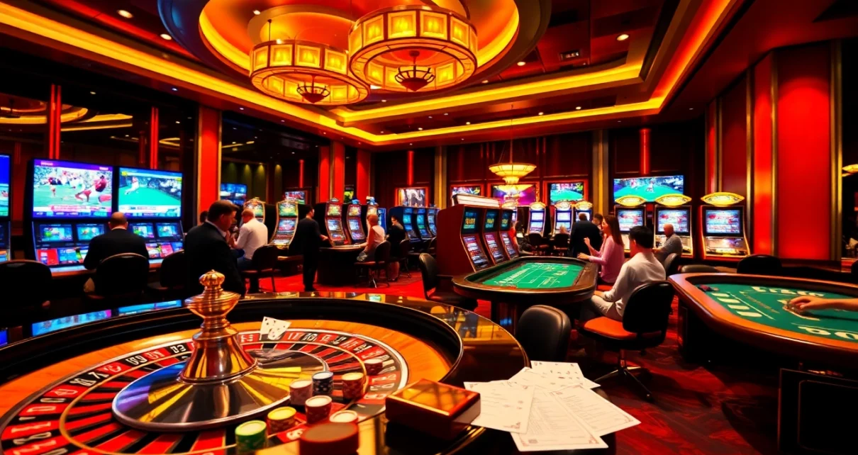 Engaging in thrilling games at trang chủ zbet casino, featuring roulette, slots, and poker chips.