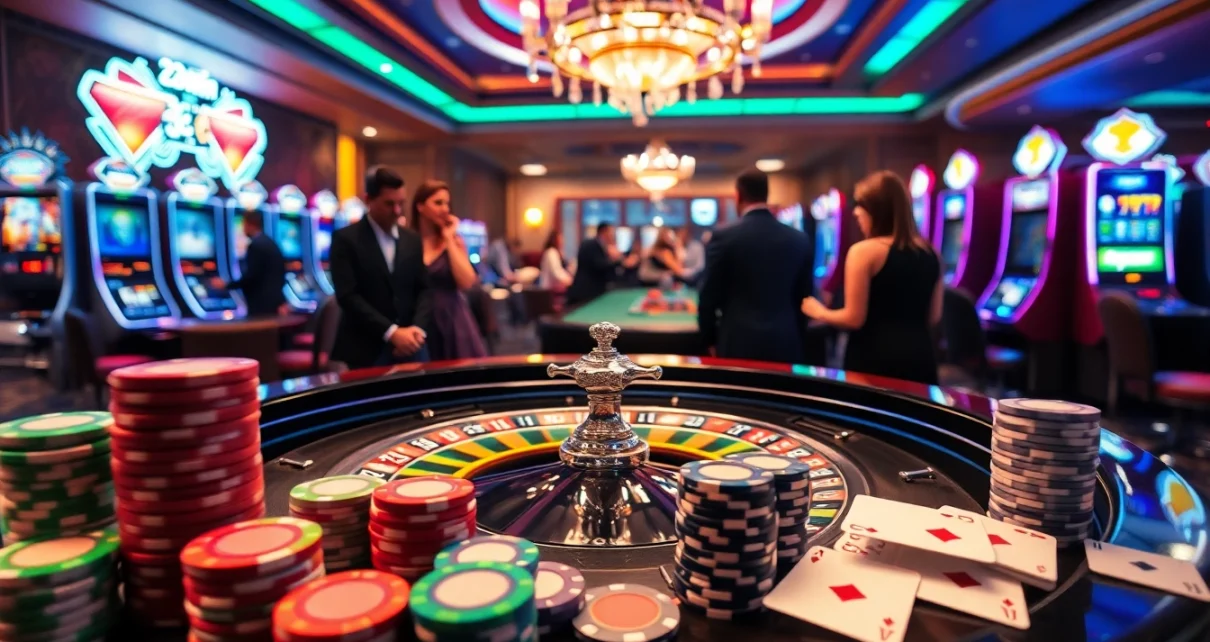 Experience the excitement of 32win with vibrant casino action and luxurious decor.