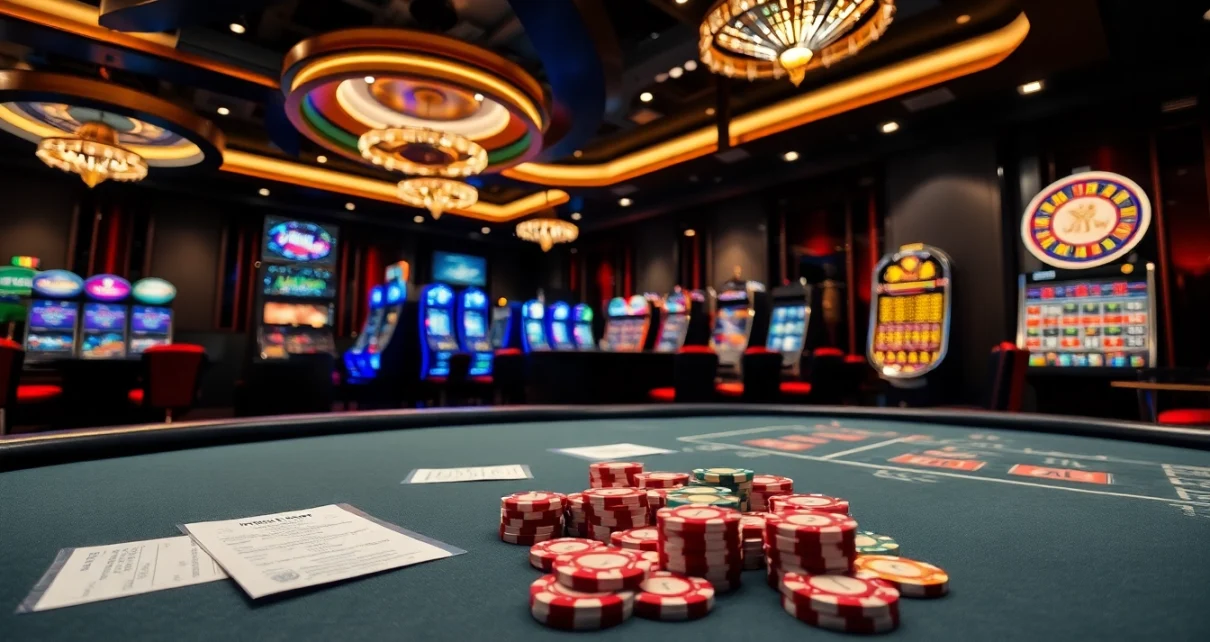 Experience the excitement of gambling at MB66.COM with casino tables and vibrant color.