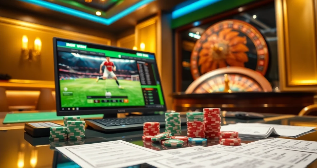 Visual representation of สมัครแทงบอล with vibrant betting slips and a sleek interface showcasing sports betting.