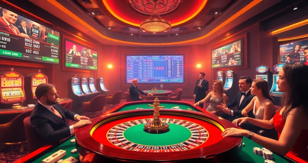 Experience the excitement of J8, with players engaged in betting at a luxurious online casino.