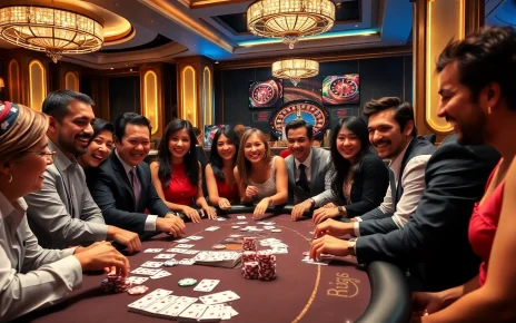 Pahala4d players enjoy an exciting poker game at a luxurious casino table.