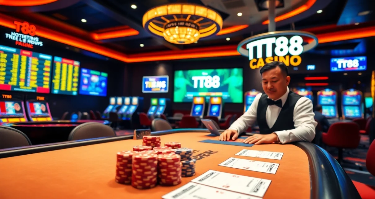 Experience the excitement of TT88 at a luxurious casino with vibrant tables and thrilling games.