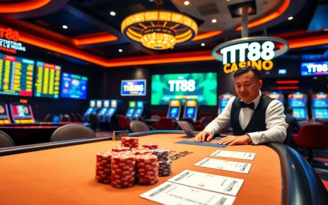 Experience the excitement of TT88 at a luxurious casino with vibrant tables and thrilling games.