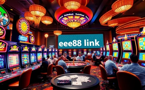 Players engaging in vibrant casino games, highlighting the ee88 link for online gaming.