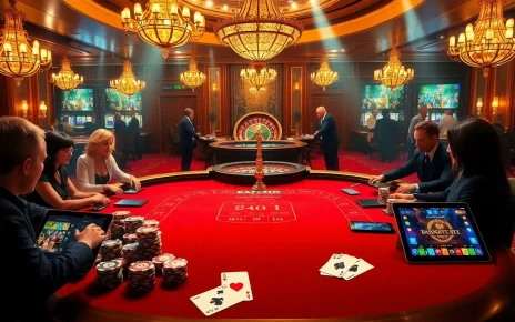 Action-packed casino scene with players at a blackjack table, showcasing https://xin8820.me/ and thrilling gambling experiences.