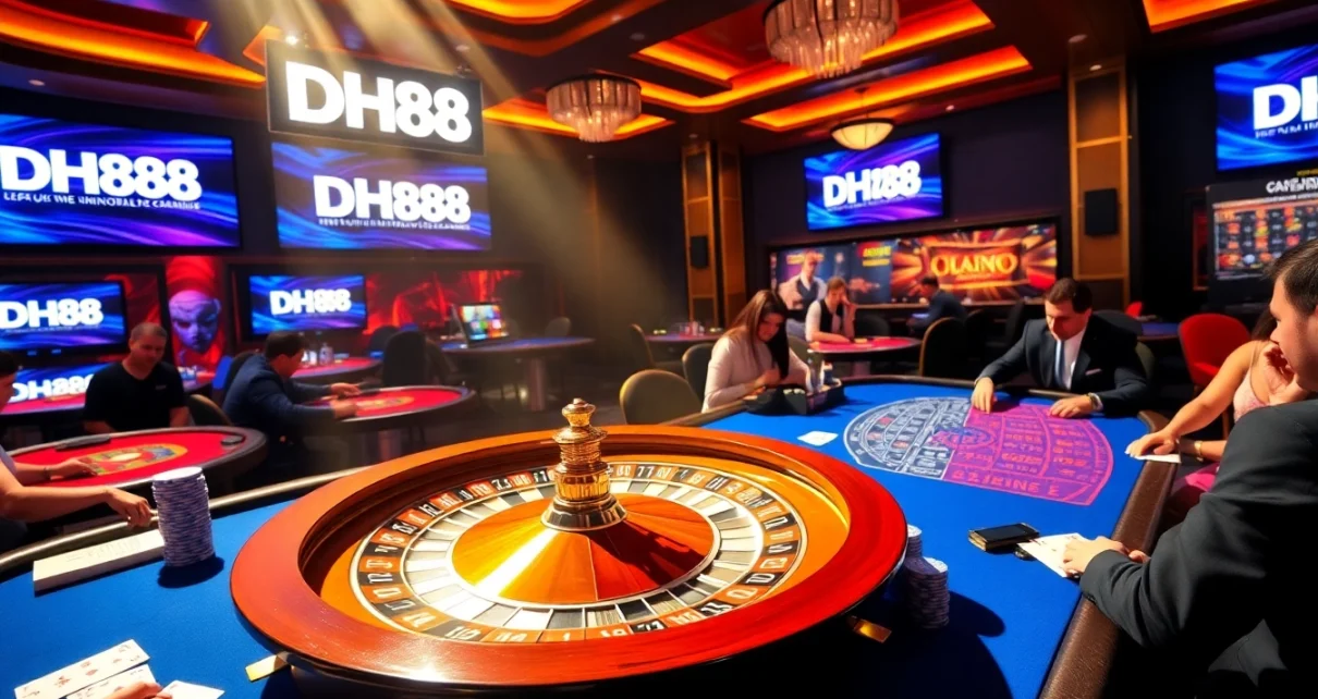 Players experiencing thrilling games at DH88 casino with vibrant tables and engaged competitors.