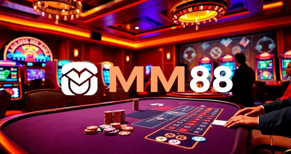 Experience the excitement of MM88 casino with vibrant tables and dynamic gaming elements.