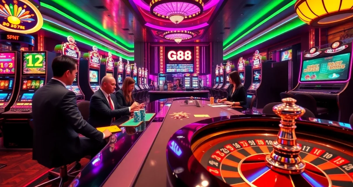 Experience the thrill of online gaming with go 88 at a vibrant casino table surrounded by excitement.