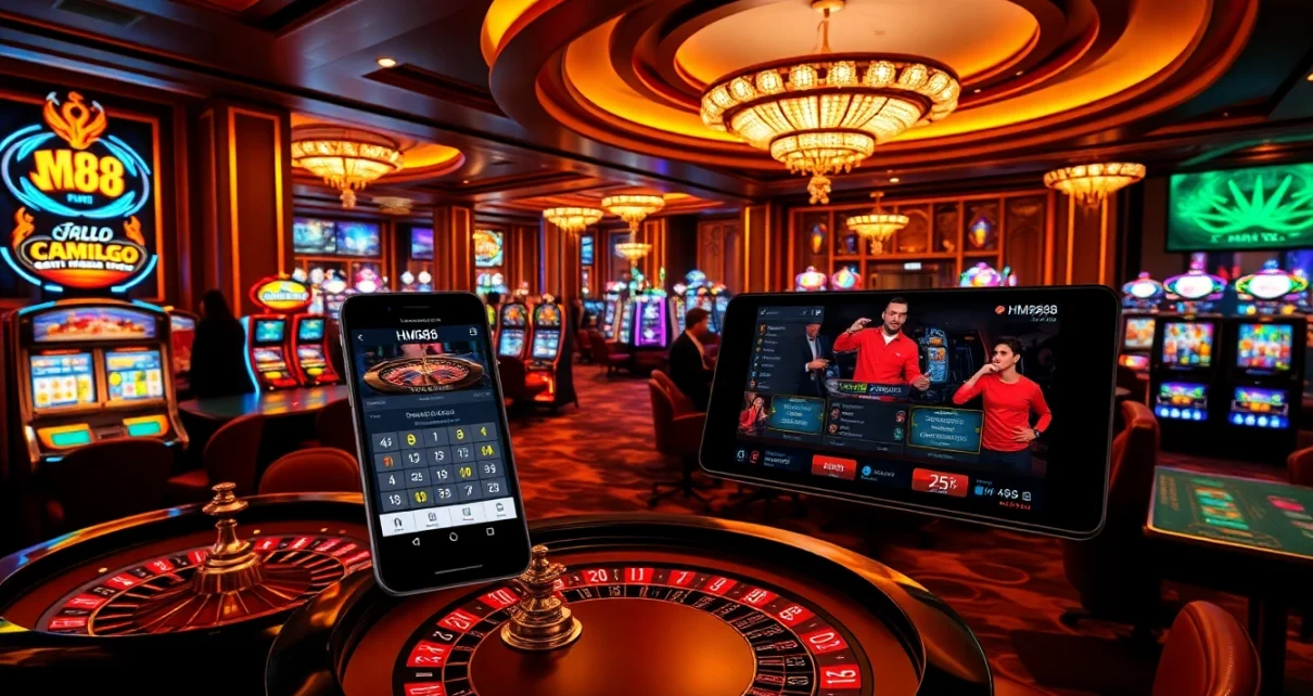 Experience thrilling gameplay at HM88 with vibrant casino tables and exciting slot machines.
