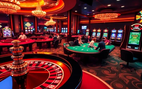 Action-packed scene showing players at poker tables in a casino featuring hidden wiki references to online gambling.