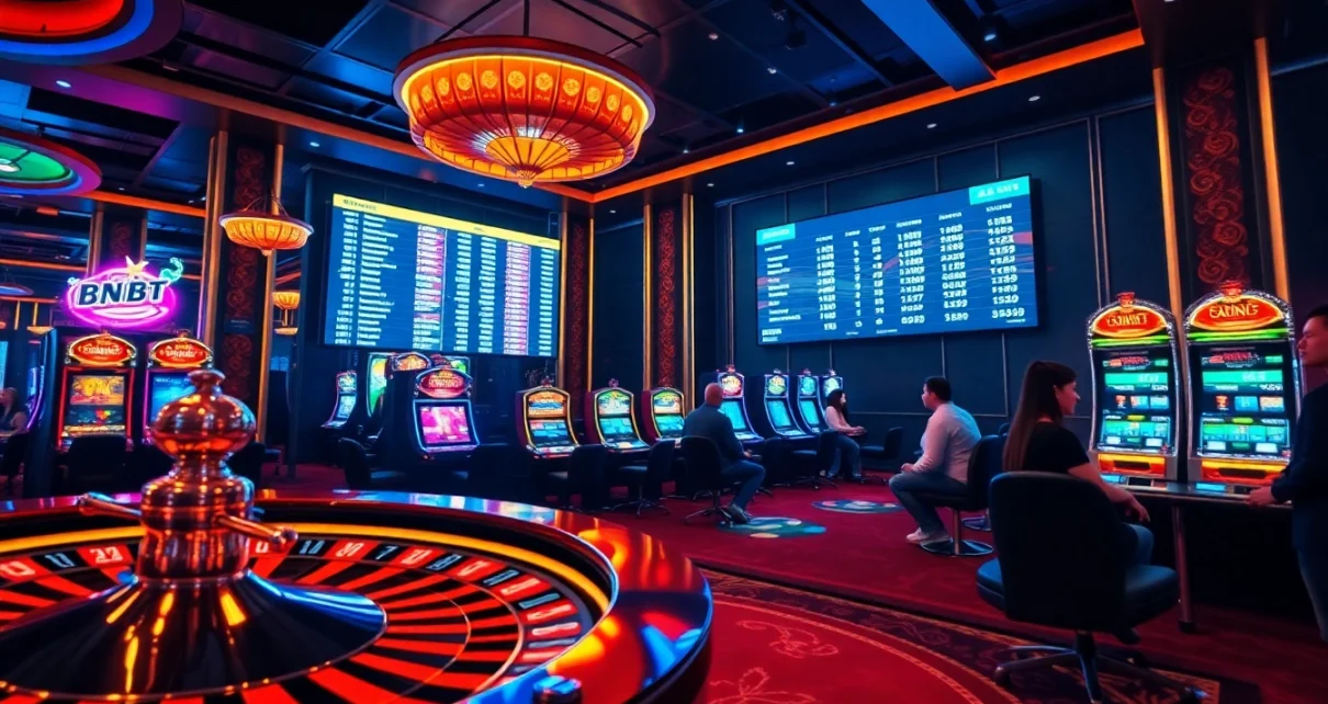Experience thrilling gameplay at 8kbet with vibrant casino tables, high-stakes poker, and engaging slot machines.