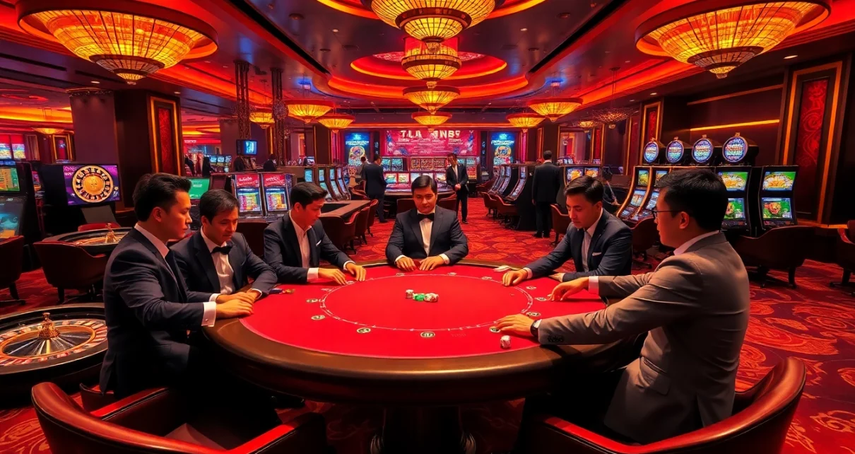 Live poker action at a luxury casino table, showcasing the excitement of gambling and featuring luongsontv elements.