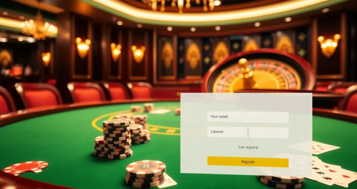 Experience the thrill of 바이낸스 회원가입 at a luxurious poker table with vibrant chips and cards.