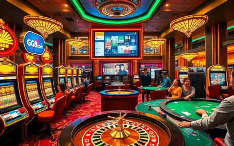 Gamblers enjoying a vibrant casino scene at GG88 Com with thrilling games and exciting atmosphere.