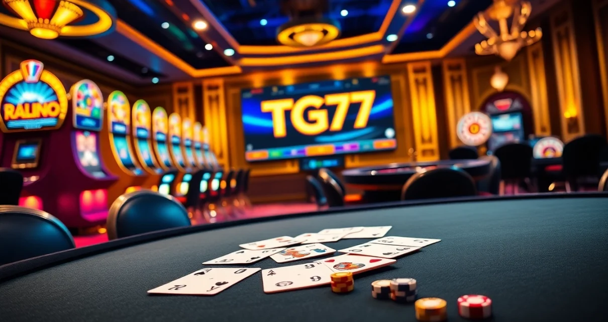Experience the excitement of TG777 with engaging casino games at a vibrant online gaming table.