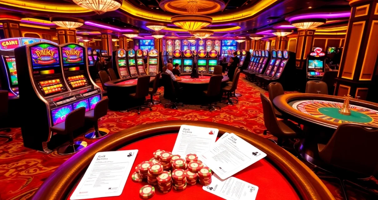 GO8 players placing bets enthusiastically at luxurious casino tables and slot machines.