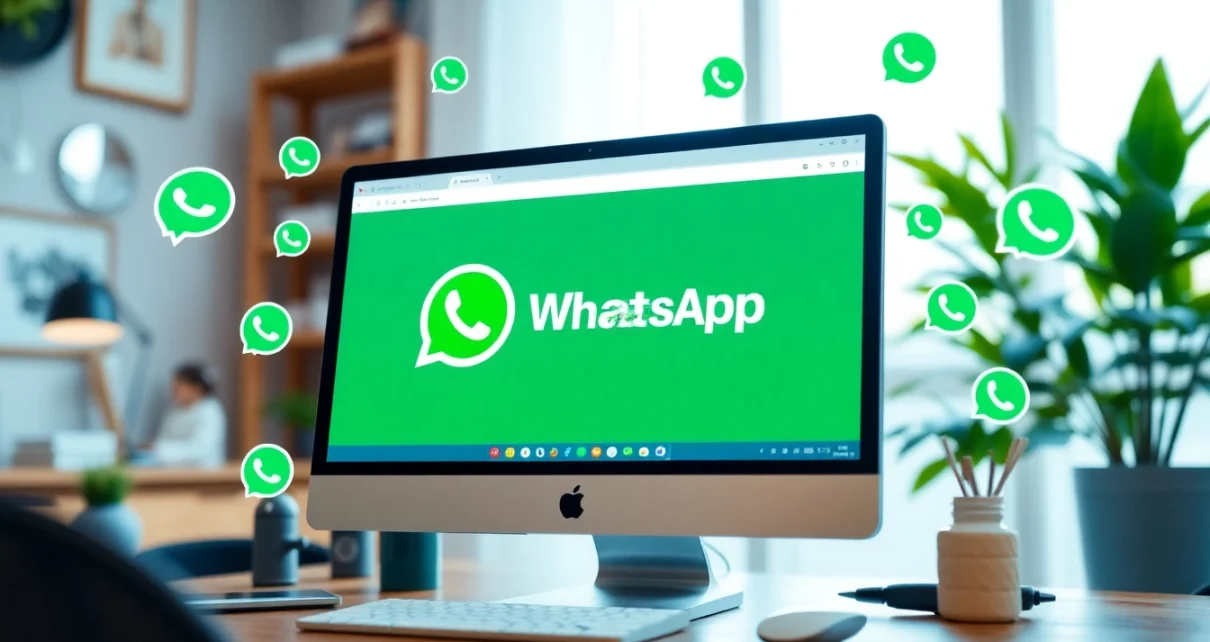 突出展示 WhatsApp Web 界面中的语音消息、位置共享等功能，宣传 快连官网。