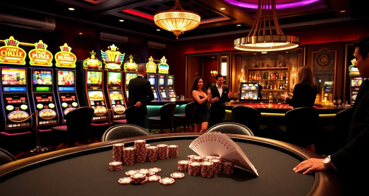 Engaged players enjoying the luxury experience of Clube VIP HHBET at a casino table.