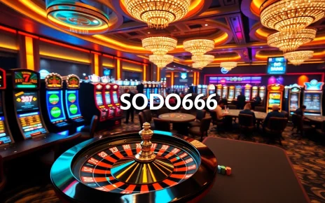 Experience high-stakes excitement at SODO66 Casino with roulette, poker tables, and vibrant slot machines.