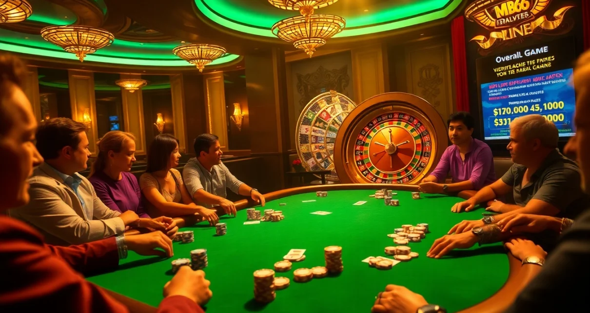 Experience the thrill of mb66 at an exciting poker game in a luxurious casino setting.