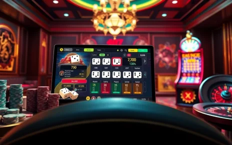 Experience the excitement of tài xỉu online with an interactive gaming interface featuring dice and colorful chips.