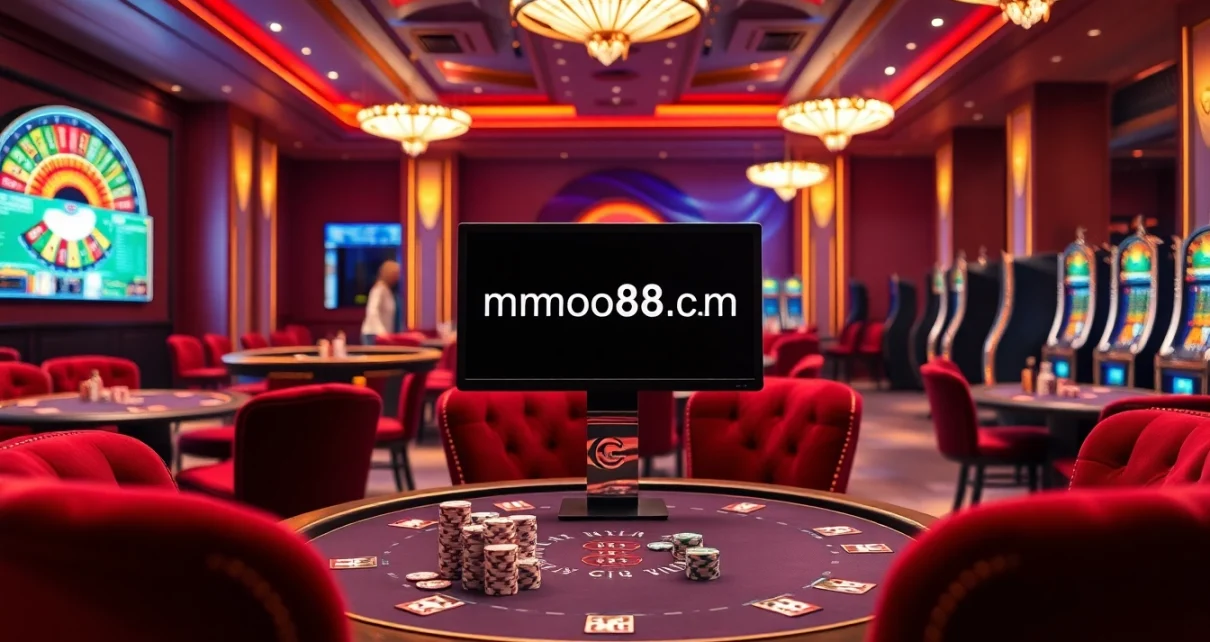 The luxury casino experience at mmoo88.us.com featuring poker tables and slot machines.
