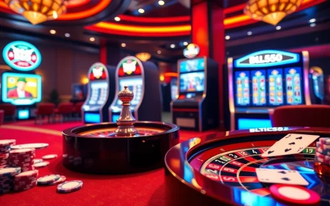 Experience thrilling gambling at BL555 with vibrant roulette wheel and poker chips.
