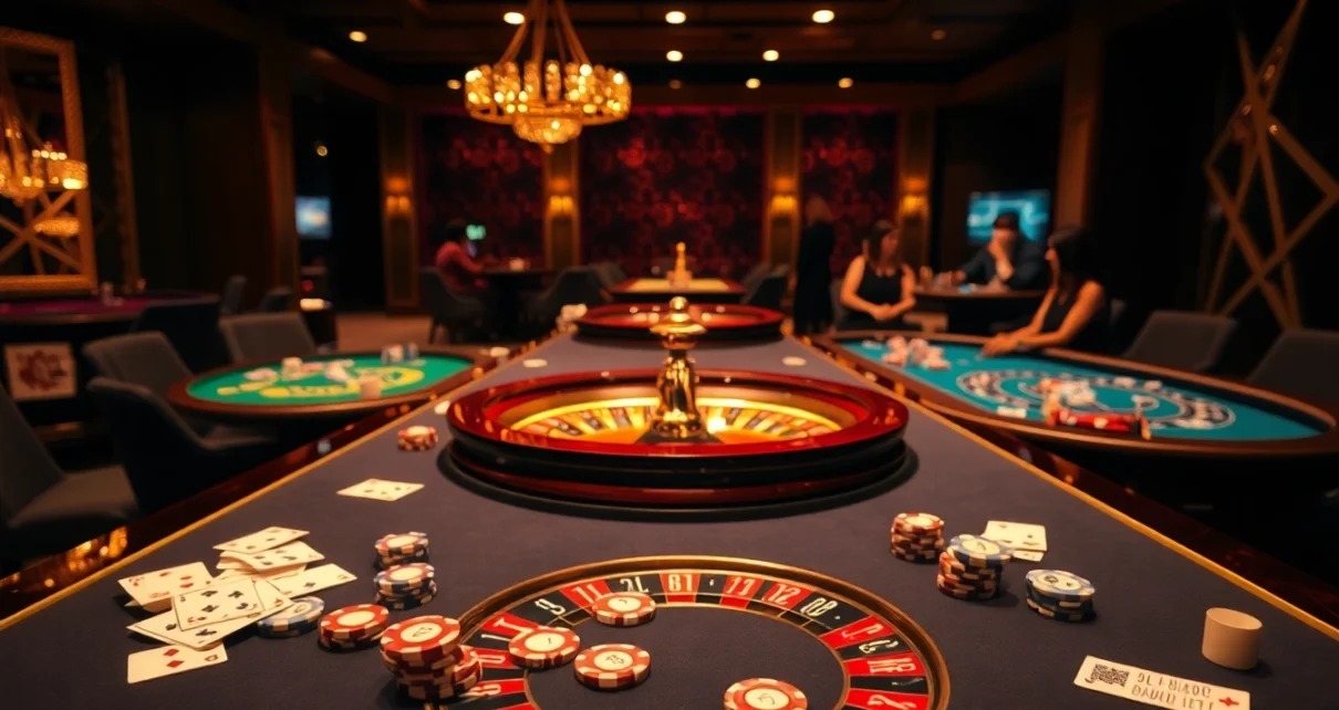 Experience excitement at BK8 casino table with high-stakes cards and vibrant chips.