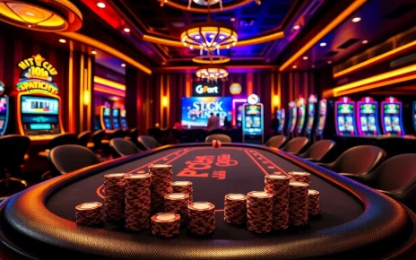 Experience the thrill of the hit club with luxurious casino tables and vibrant slot machines in a high-stakes gaming environment.