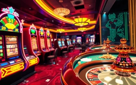 Players enjoying the vibrant casino experience at NK88 with thrilling slot machines and lively gaming tables.