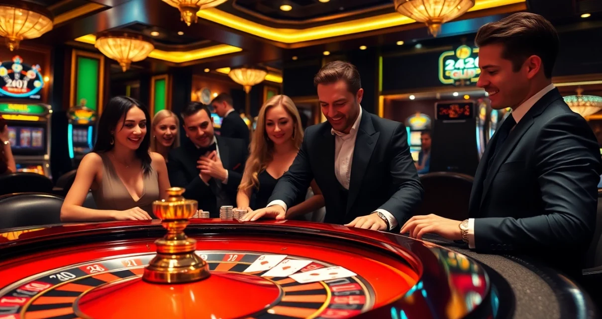 Experience the excitement of the 24k club at an elegant casino table with high-stakes gambling.